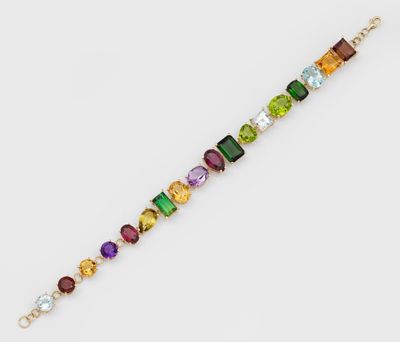 a multicolored bracelet on a white background