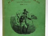 un livre vert sur lequel est dessiné un homme assis