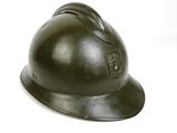 a helmet that is sitting on a white surface