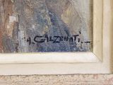 an image of a painting of a man with a hat on a window sill