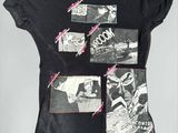 a picture of a black shirt with pictures of people on it