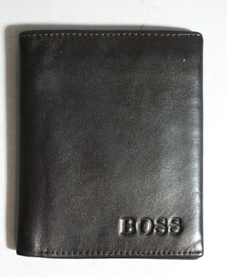 HUGO BOSS Porte carte en cuir marron
