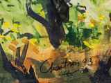an image of a painting of a bird in a tree