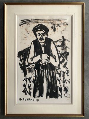 Henri AUTRAN (1926-2007) Vieux provençal au champs, 1981