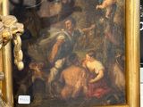 une photo d'un tableau posé sur une table à côté d'une lampe