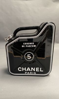 chanel black and white perfume canister with handle