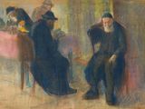 an image of a painting of a man and a woman sitting at a table