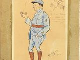 une image représentant le dessin d'un homme en uniforme bleu