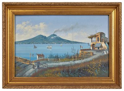 une image représentant un tableau représentant une vue sur une montagne avec un bateau sur l'eau