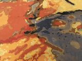 an image of a painting of a rock with a tree on top of it
