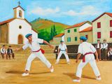 painting of a group of men playing a game of baseball