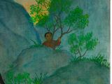 an image of a painting of two women sitting on a hill