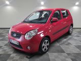 a picture of a red small car parked in a garage