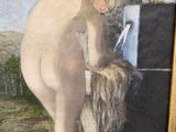 a painting of a nude woman washing her hair