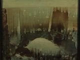 a picture of a painting of a city in the rain