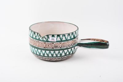 PICAULT Robert (1919-2000). Poêlon en faïence, à décor de mo… - Photo 1