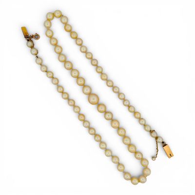 Collier Ancien En Perles De Culture - Composition Fine, Disposition En 'chute' - Occasion, Bijou Vintage
