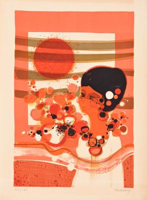 Frédéric Menguy Femme aux fleurs - Peinture contemporaine