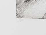 a black and white drawing of a man riding a snowboard