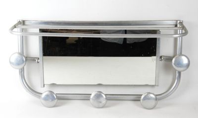 PORTE-MANTEAU en métal chromé à cinq patères rondes avec mir…