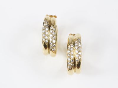 Paire de boucles d'oreille dites créoles en or jaune, à 2 go…
