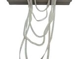 chandelier with silver metal chains and a box for storage