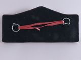 black leather case with red ribbon on white background
