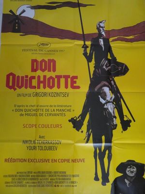 affiche de cinéma représentant Don Quichotte à cheval aux côtés d'un homme à cheval