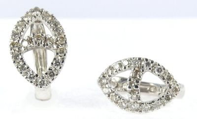 pair of diamond and white gold earrings and a ring