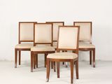 lot de six chaises de salle à manger avec dossiers rembourrés et dossiers rembourrés