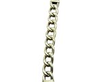 a close up of a metal bracelet with a chain on a white background