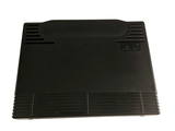 a black plastic tray that is on a white surface