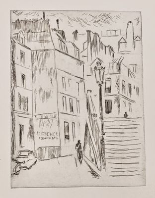 an image of a drawing of a person walking down a street