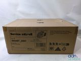 a box with a label on it sitting on a white surface
