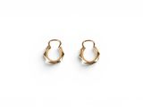 a pair of gold hoop earrings on a white background
