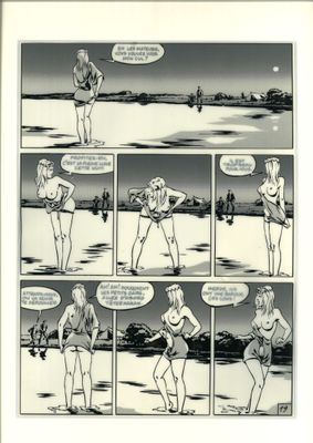 une image tirée d'une bande dessinée représentant une femme en maillot de bain et un homme en maillot de bain