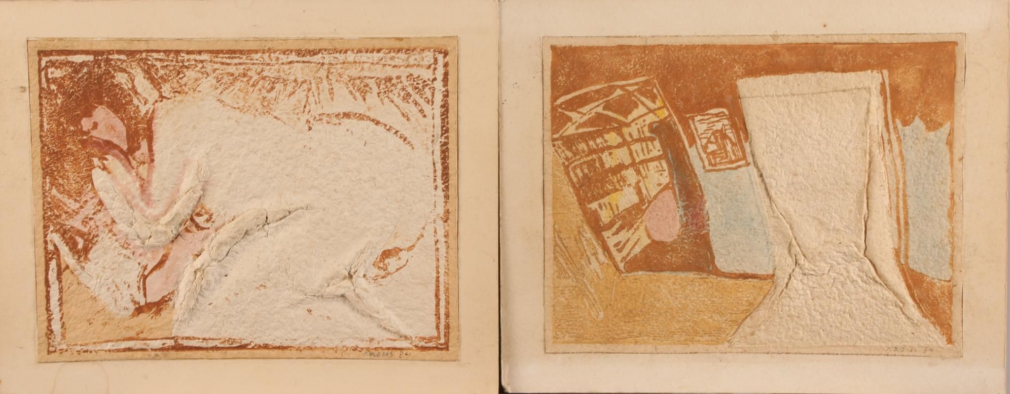 Jan ARONS (né en 1936). Femme et composition abstraite Technique mixte, papier embouti, imprimé, maché et peint Signé...
