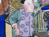 a painting of a boy standing in front of a window