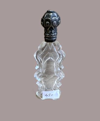 Flacon à sel en cristal moulé bague en argent h 12,5