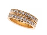 une bague en or et diamants, ornée de trois rangées de diamants