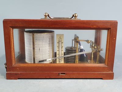 JULES RICHARD : Baromètre enregistreur dans sa caisse vitrée…