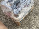 a piece of luggage sitting on top of a pallet