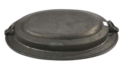 a metal lid with a metal handle on a white background