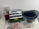 a table that has many different items on it