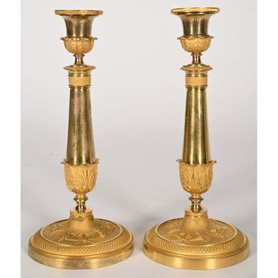 paire de chandeliers anciens en laiton