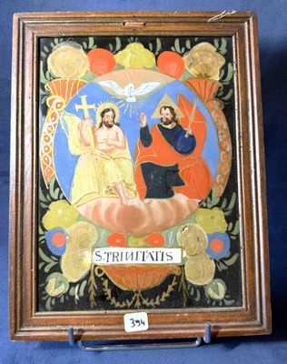 tableau représentant un homme et une femme à cheval, dans un cadre