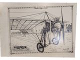 drawing of an airplane with a man standing on the wing