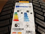 a close up of a tire with a sticker on it