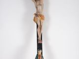 statue of jesus on the cross on a white background