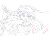 drawing of a man with a sword and a cat on his shoulder